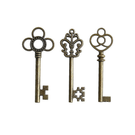 30pcs Antique Bronze Skeleton Key Charms for Crafts Steampunk Party Favors
