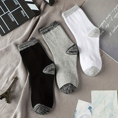 6 Pairs Men's Mid Crew Sport Block Socks, Cotton Blend, Sweat Absorbing