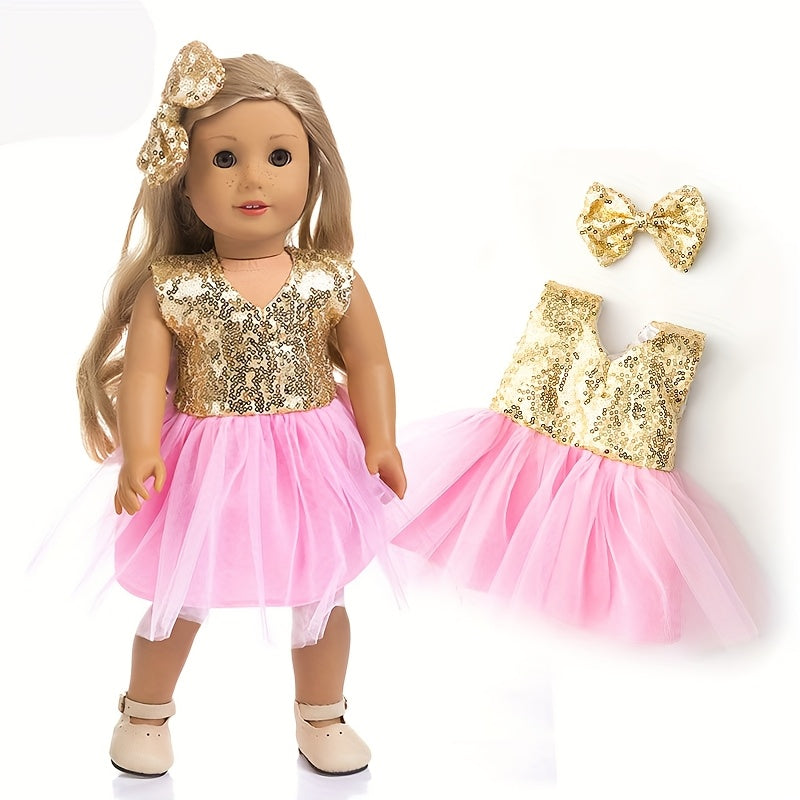 Peach & Yellow Tulle Skirt Doll Clothes for 17-18 Inch Girl Reborn Dolls