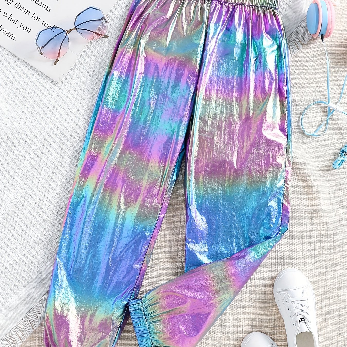 Girls' Rainbow Elastic Waist Party Pants Trousers Outfit