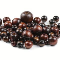 20mm Brown Wood Beads Large Hole Glossy Loose Beads DIY Jewelry Making