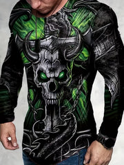 Bull Skull 3D Print Men's Sweatshirt Loose Pullover for Autumn Winter