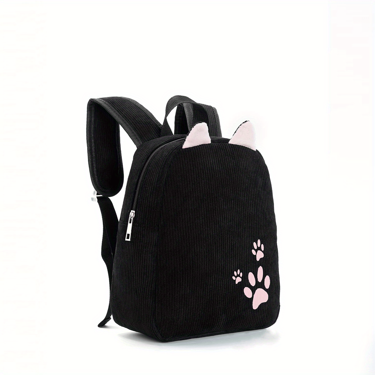 Corduroy Rabbit Ear Footprint Backpack Lightweight Waterproof Schoolbag