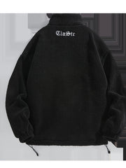 Flower Pattern Fleece Sports Jacket Long Sleeve Warm Casual Jacket