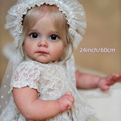 24 Inch Lifelike Soft Vinyl Reborn Doll Adorable Princess with Hand Rooted Hair