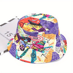 Graffiti Bucket Hat Hip Hop Print Fisherman Cap for Men Women