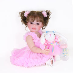 22 Inch Reborn Doll with Rooted Hair and Bunny