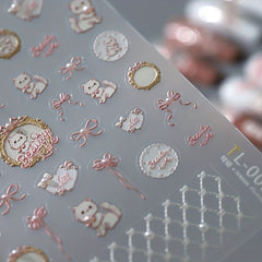 Cat Inlaid Pearl Nail Art Sticker 5D Three-dimensional Back Glue