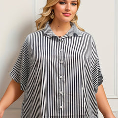 Stripe Print Long Sleeve Blouse