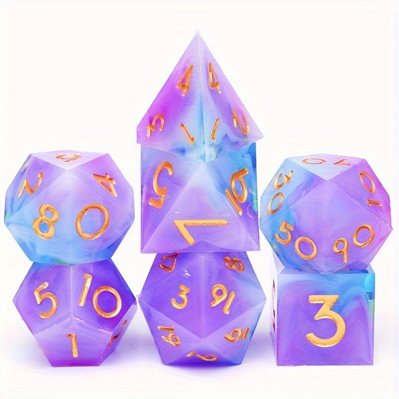 7pcs Sharp Edge Polyhedral Dice Set for Roleplaying Chess Game
