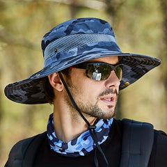 Wide Brim Boonie Hat Camo Bucket Hat for Safari Military Beach Hiking