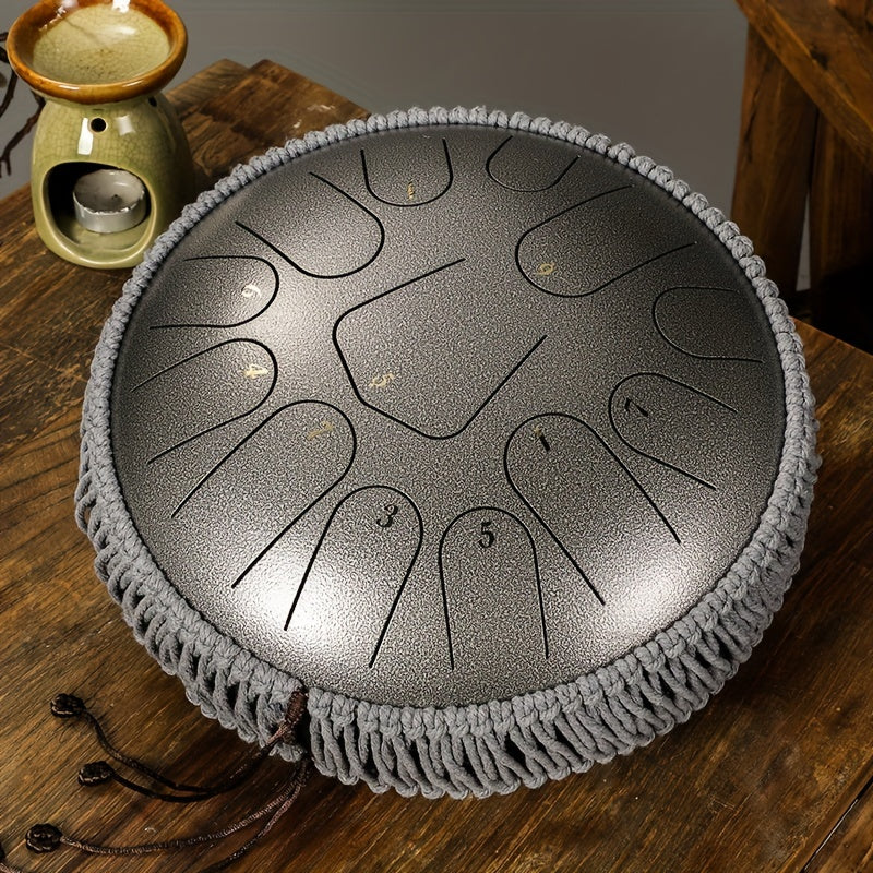 Rattan Braided 30-48cm Tongue Drum Set C Key 13-Tone Titanium Alloy Steel
