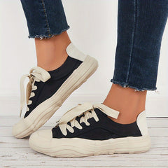 Women's Canvas Lace Up Retro Skate Shoes Lightweight Flat Shoes