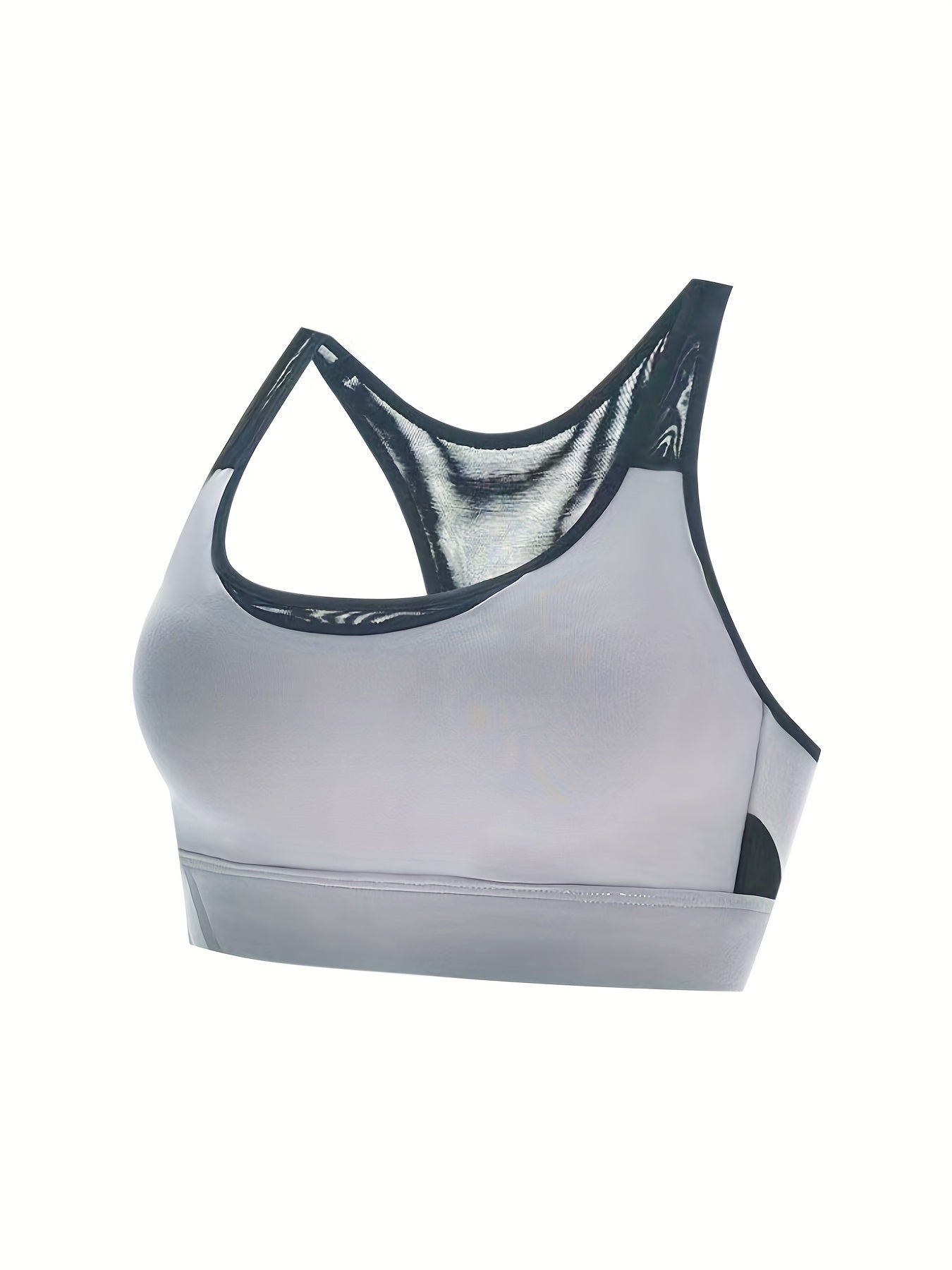 Mesh Stitching Sports Bra Comfy & Breathable Hollow Out Workout Bra