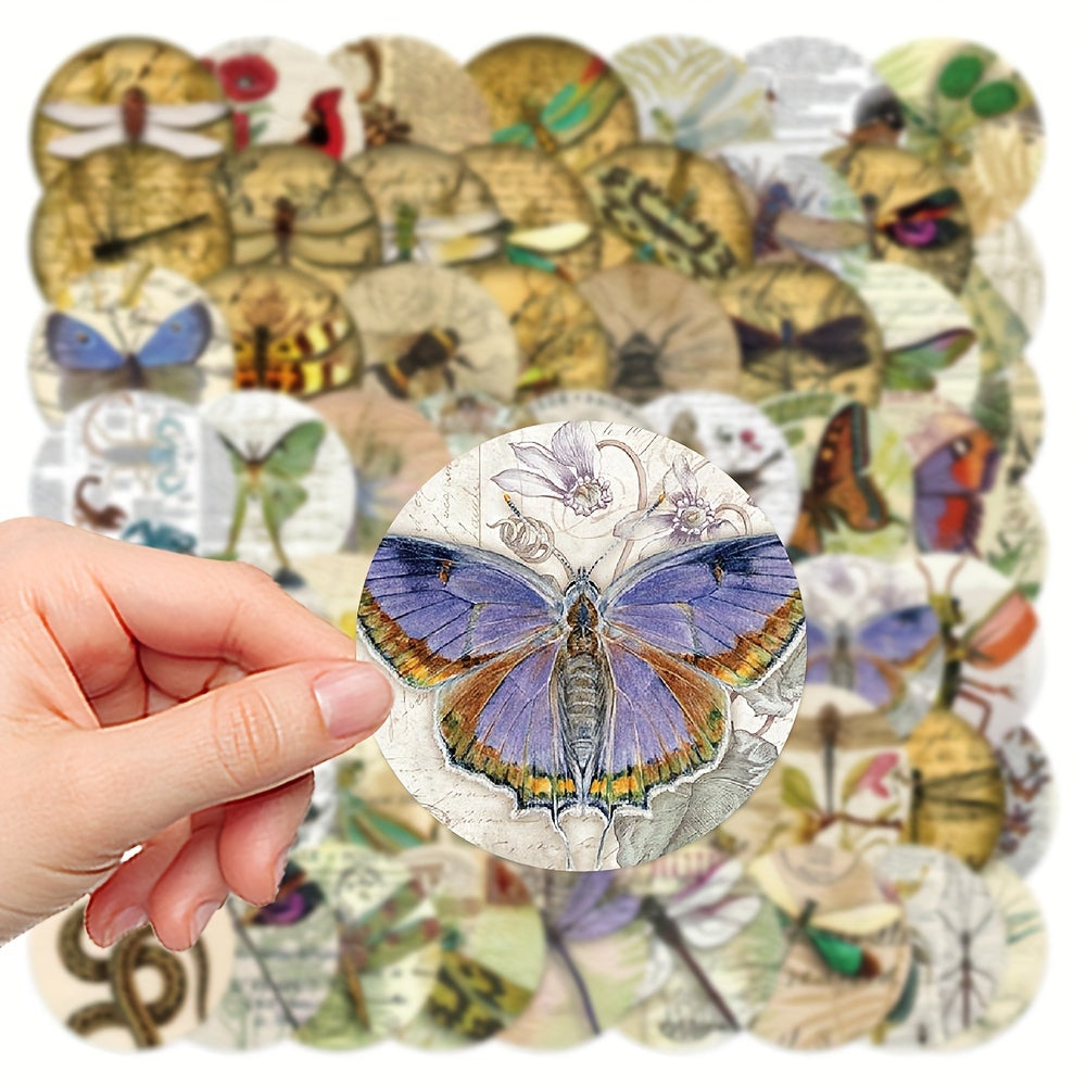 50pcs Retro Insect Specimen Series Graffiti Stickers Waterproof DIY Sticker Pack