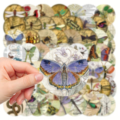 50pcs Retro Insect Specimen Series Graffiti Stickers Waterproof DIY Sticker Pack