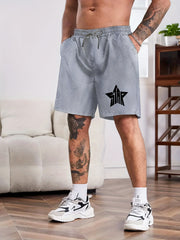 Men's Star Print Comfy Drawstring Shorts for Summer