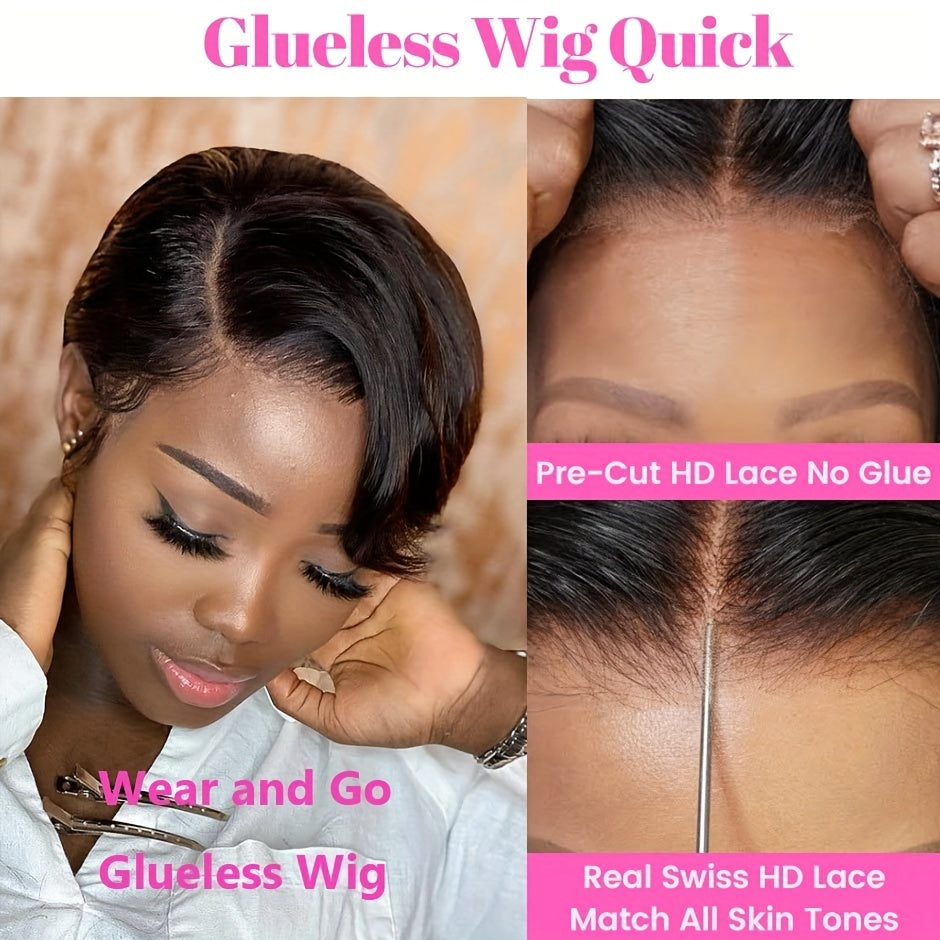 4x4 Lace Closure Short Pixie Bob Wigs Straight Bob Wig Side Part