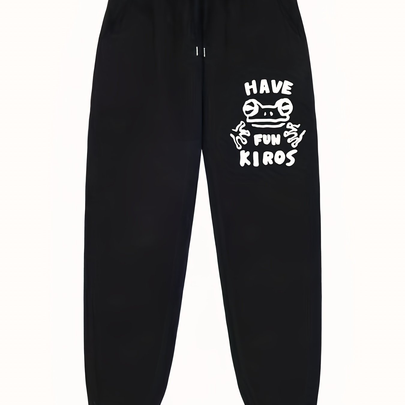 Frog Pattern Letter Print Joggers Men's Stretch Waist Pants