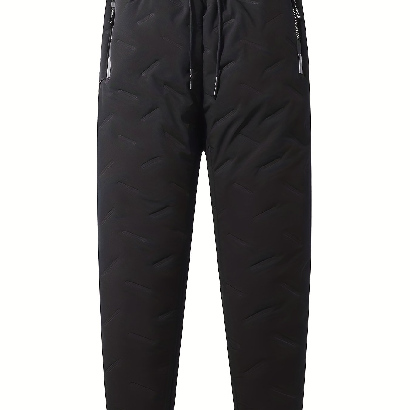 Men's Warm Cotton Padded Trousers with Zipper Pocket for Fall Winter