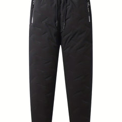 Men's Warm Cotton Padded Trousers with Zipper Pocket for Fall Winter