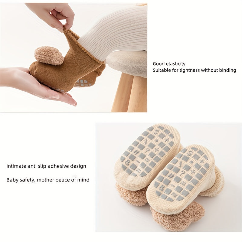 2 Pairs Kids Non-Slip Floor Socks Warm Comfy Toddlers Children's Socks