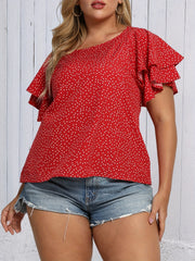 Polka Dot Layered Sleeve Blouse