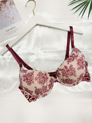 Floral Print Push Up Bras Comfy & Breathable Bow Tie Bra