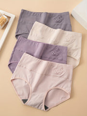 4pcs Animal Print Briefs High Waist Intimates Panties