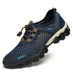 Men's Breathable No Tie Mesh Sneakers with Draw String