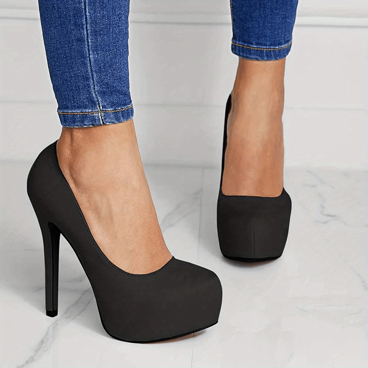 Women's High Heel Platform Slip On Pumps