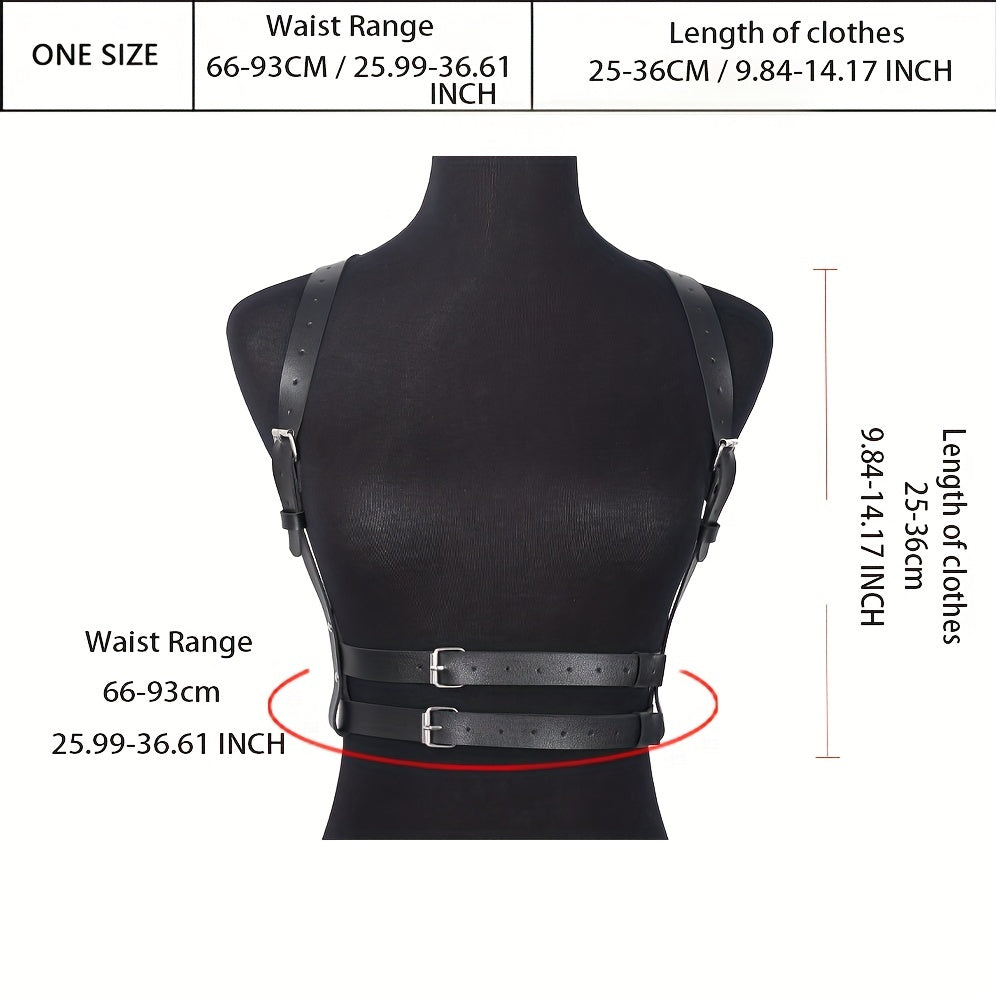 Gothic Rivet Harness Belt Double Layer PU Leather Chest Harness