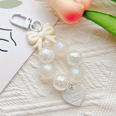 Heart Bead Keychain Butterfly Knot Pendant for Girls Bag Phone Chain