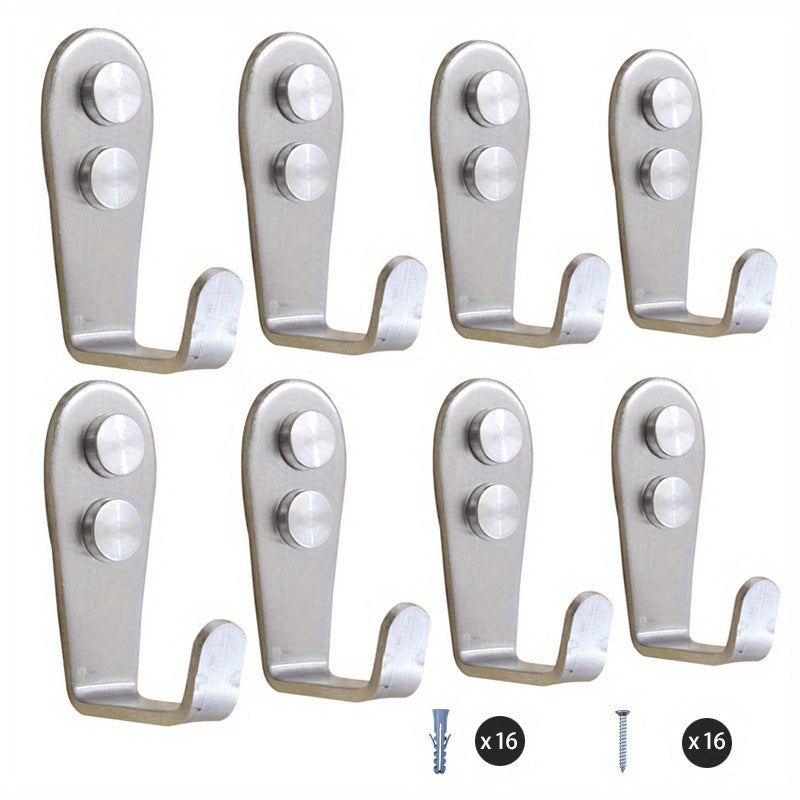 8pcs Stainless Steel Heavy Duty Wall Hooks Waterproof Hooks