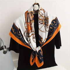Vintage Carriage Print Bandana Silk Scarf for Women