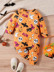 Halloween Baby Girls Cartoon Graphic Print Jumpsuit