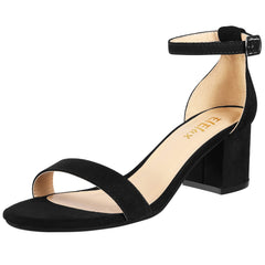 Chunky Heeled Ankle Strap Sandals Low Heels Open Toe Pumps