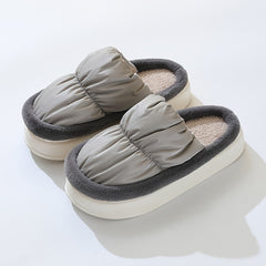 Men's Casual Plush Thermal Platform Slippers Waterproof Comfortable Slippers