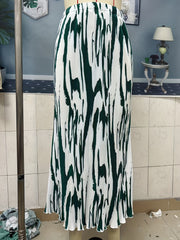 Abstract Print High Waist Midi Skirt