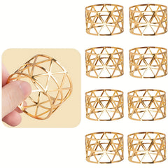 8PCS Golden Napkin Rings Set for Dining Holiday Anniversary Birthday