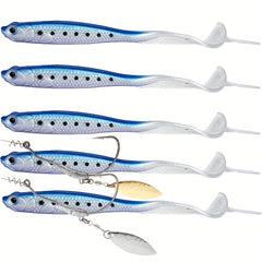 Bionic Soft Baits with Twister Tail for Fishing, 5pcs, Saltwater Freshwater