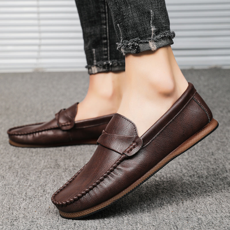 Men's Casual Slip On Loafer Shoes with Strap Decor