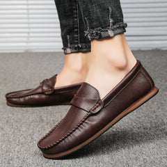 Men's Casual Slip On Loafer Shoes with Strap Decor