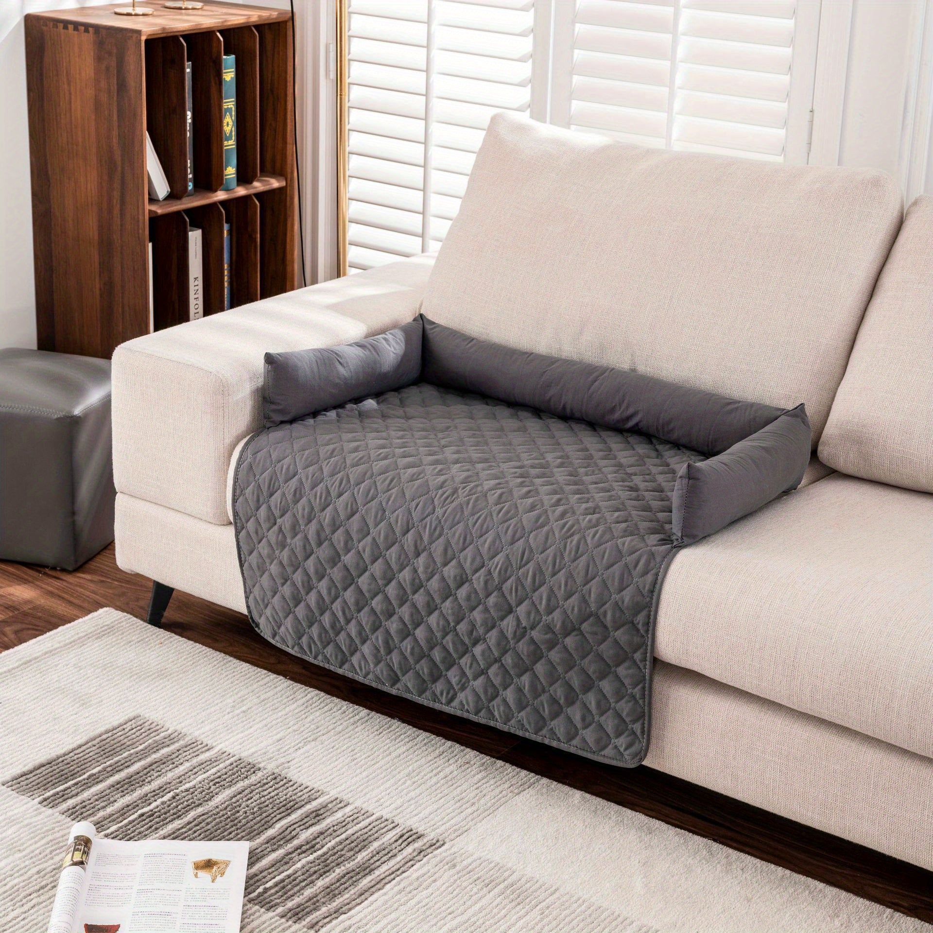 Waterproof Pet Sofa Cushion Grey Ultrasonic Cotton Bed