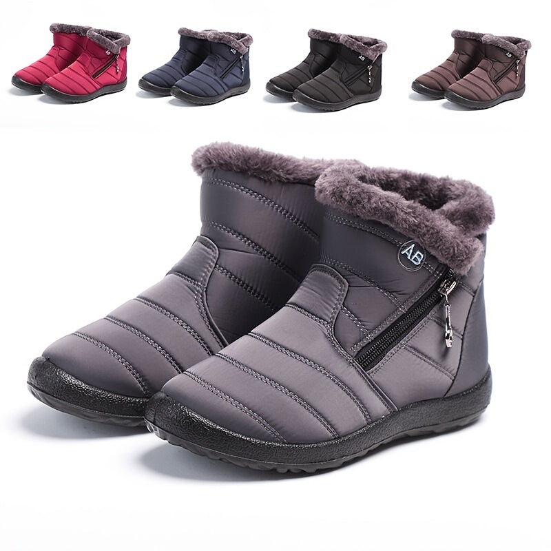 Waterproof Fleece Liner Snow Boots Ankle Thermal Insulated Flat Shoes