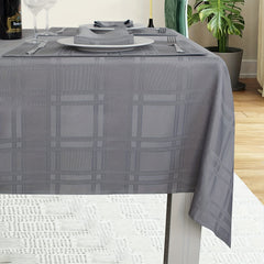 Natalie Gray Polyester Rectangle Tablecloth Wrinkle Resistant