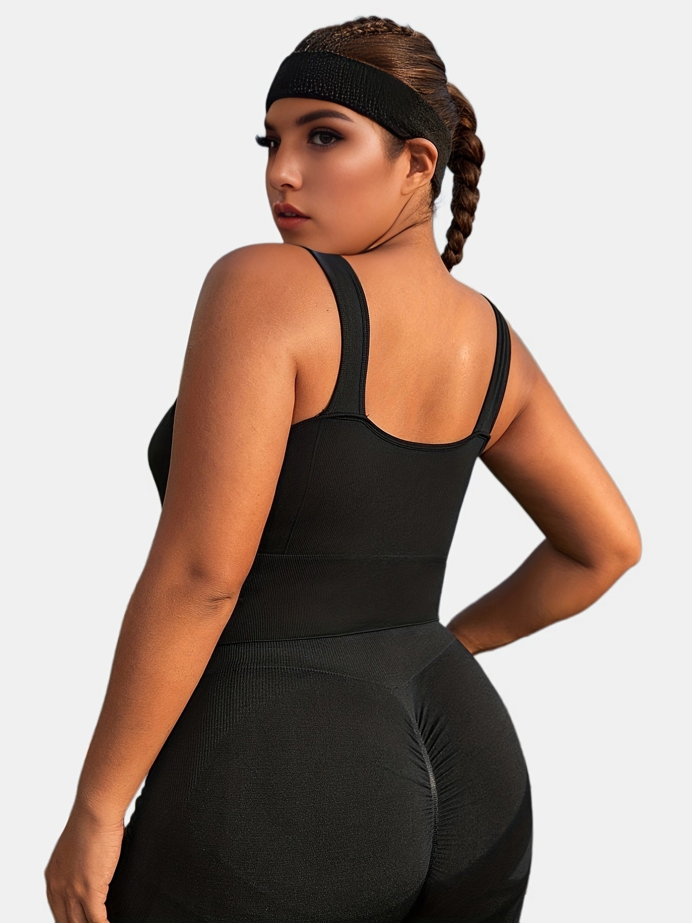 Seamless Ribbed Square Neck Sports Bra