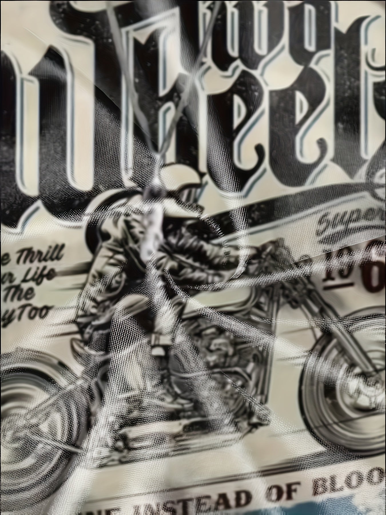 Vintage Motorcycle Print Men's Long Sleeve Tee for Autumn