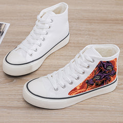 Wolf Print Plush Lined Thermal Chunky Canvas Sneakers