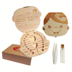 Baby Tooth Box Wooden Teeth Saver Box Children Keepsake Organizer